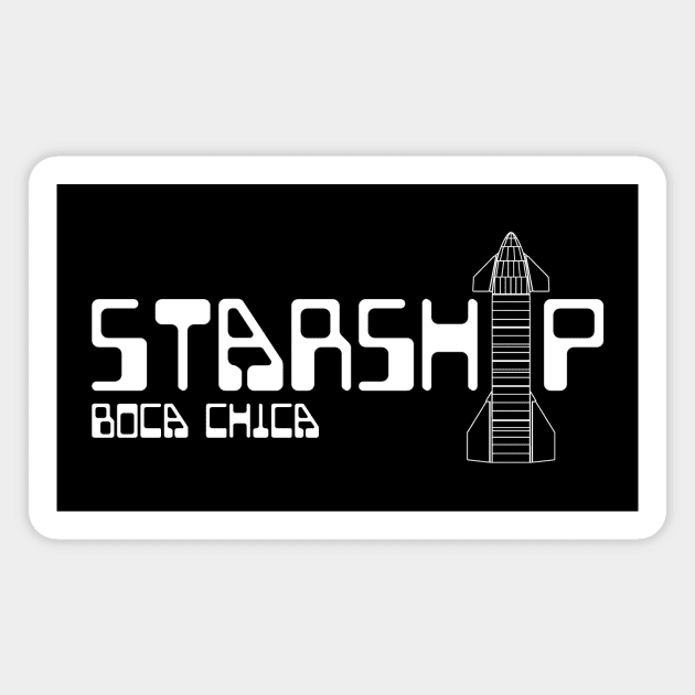 Starship Boca Chica Texas Retro Style Illustration Magnet by hobrath